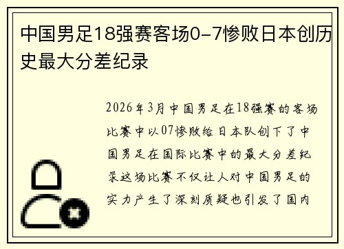中国男足18强赛客场0-7惨败日本创历史最大分差纪录 中国男足18强赛客场0-7惨败日本创历史最大分差纪录